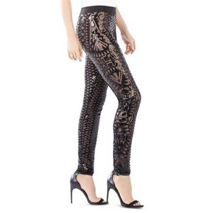 BCBGMAXAZRIA Dena Mosaic Tile Sequined Leggings